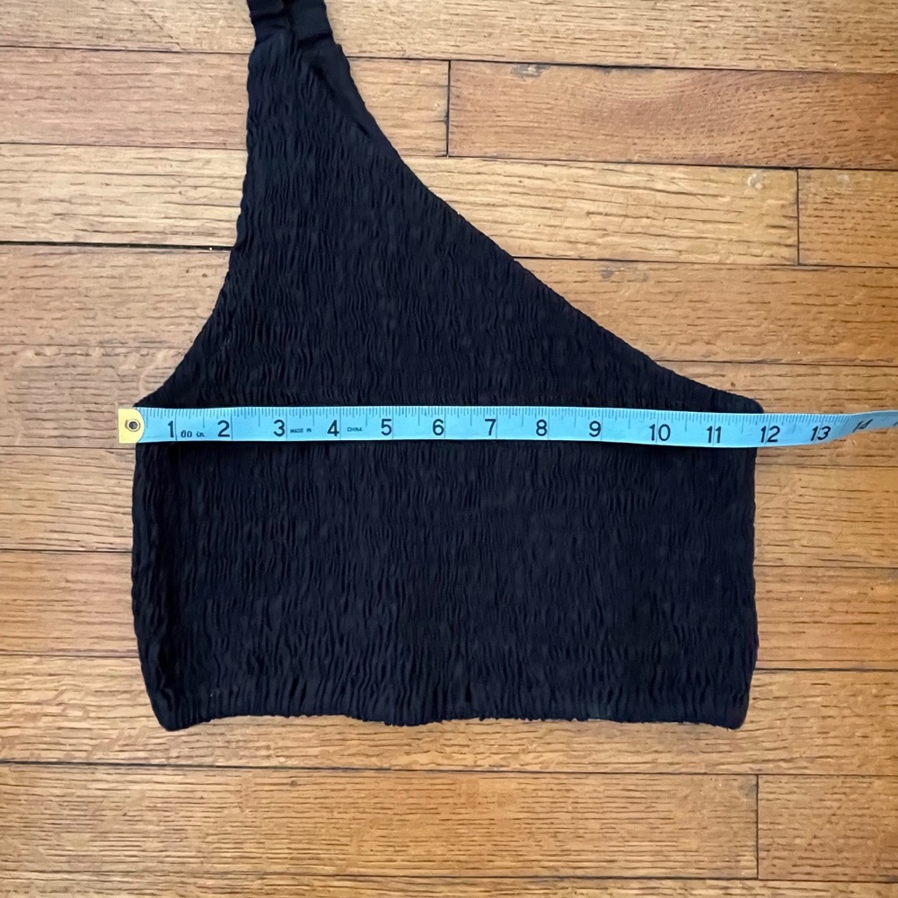 Faithfull The Brand Le Manoa One Shoulder Smocked Linen Top Black Sz. 4 (Small) - Picture 4 of 8